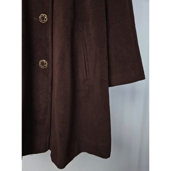 90s vintage angora wool swing coat women brown oversized winter long coat, retro - Picture 5 of 10